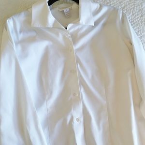 Chico's Classic White Shirt LS No Iron Size 1